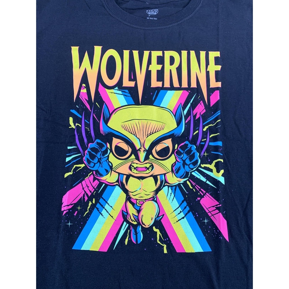 Wolverine‎ Shirt Mens Large Black Marvel Pop Tees Graphic Neon Superhero Retro - Picture 4 of 6